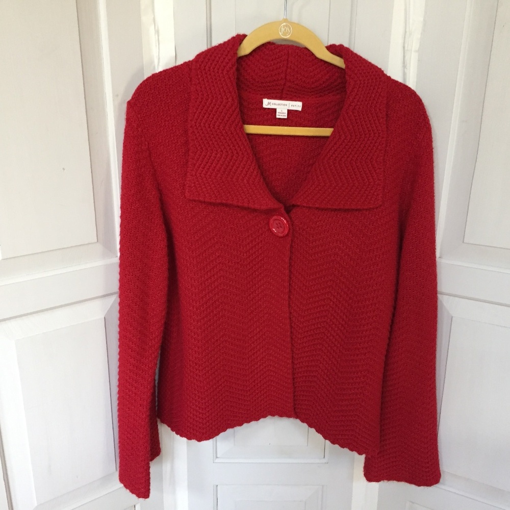JM Collection Red Women's Cardigan Sweater